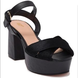 RED Valentino Genuine Calf Hair Platform Sandals, NEW